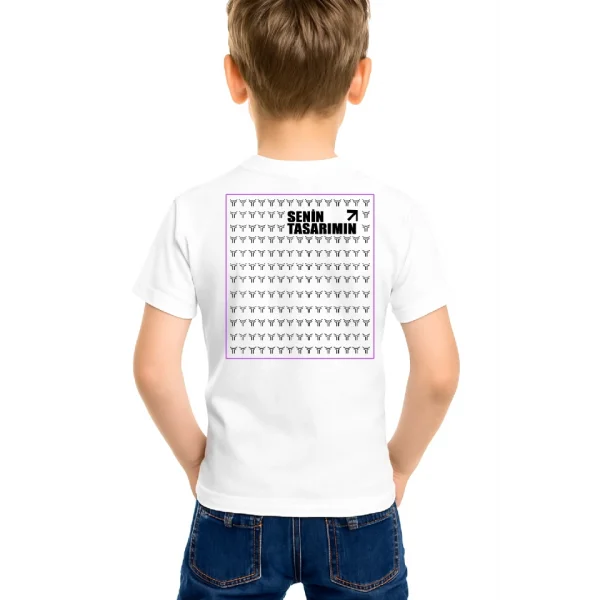 Çocuk Arka Sizin Tasarımınız Basic Tshirt - Beyaz