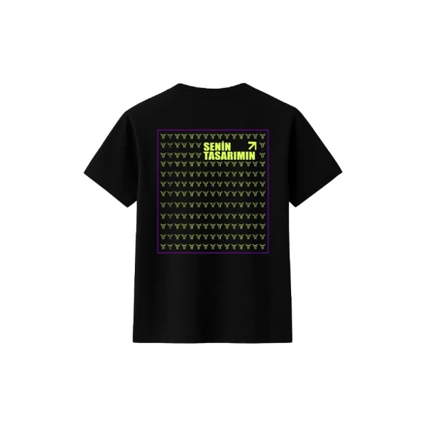 Çocuk Arka Sizin Tasarımınız Basic Tshirt - Siyah