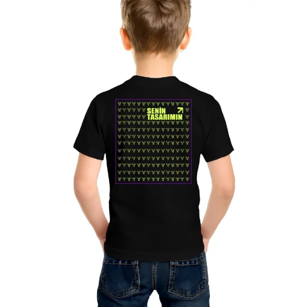 Çocuk Ön Arka Sizin Tasarımınız Basic Tshirt - Siyah