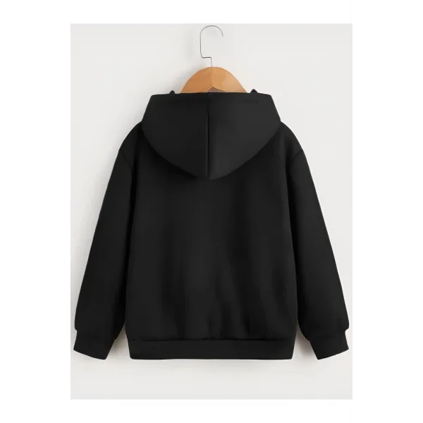 Çocuk Unisex Kapüşonlu Özel Tasarım Basic Sweatshirt - Siyah