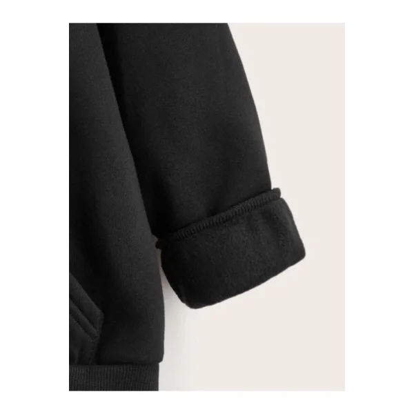 Çocuk Unisex Kapüşonlu Özel Tasarım Basic Sweatshirt - Siyah