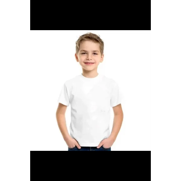 Çocuk Unisex Kapüşonlu Özel Tasarım Basic Tshirt - Beyaz