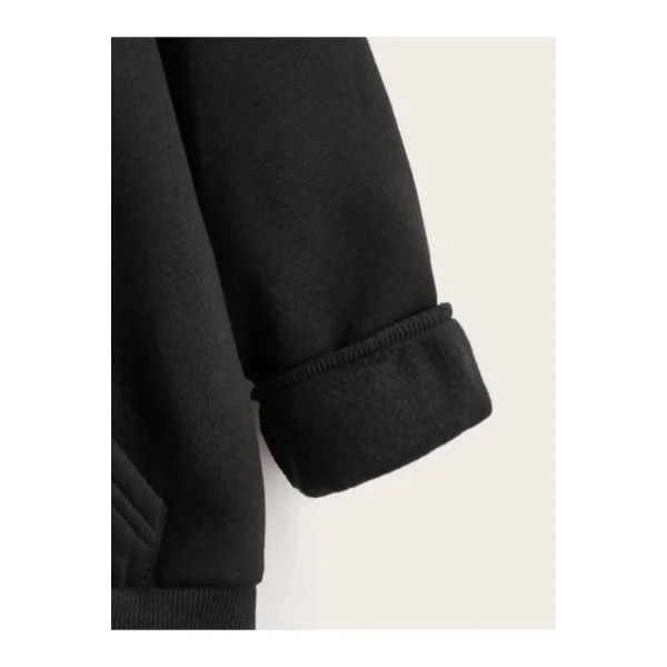 Çocuk Unisex Kapüşonlu What Baskılı Sweatshirt - Siyah