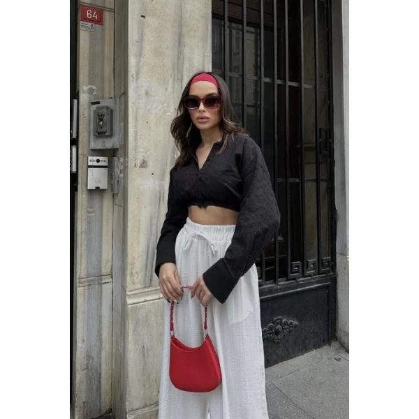 Coline Fistolu Crop Gömlek 3254-08