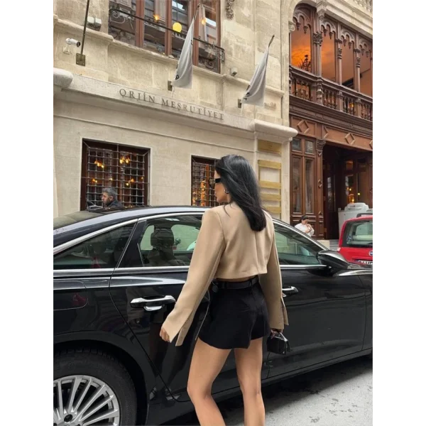 CROP CEKET BAĞAA KUYRUKU  Bej