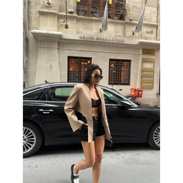 CROP CEKET BAĞAA KUYRUKU  Bej