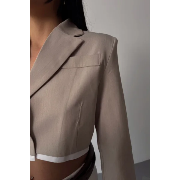 CROP CEKET TEK DÜĞME - Bej