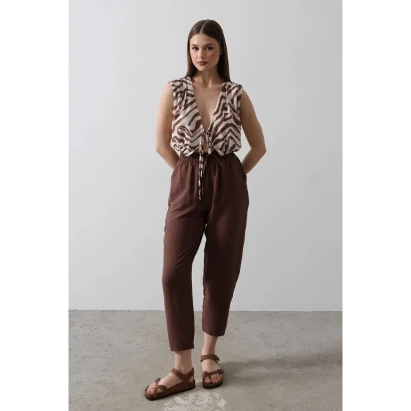 Crop Dokuma Bluz  Çok Renkli