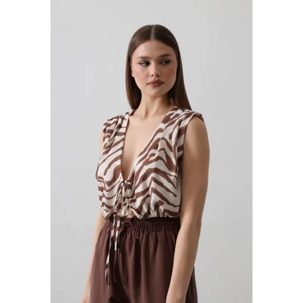 Crop Dokuma Bluz  Çok Renkli