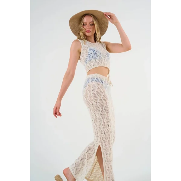 Crop Etek Takım  Ekru