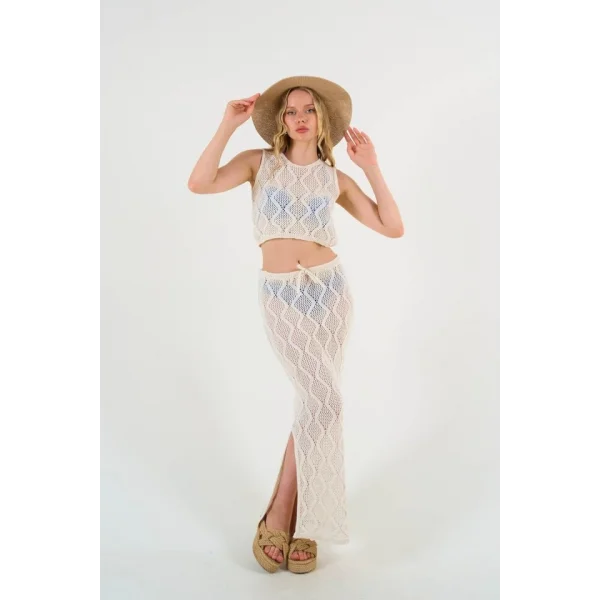 Crop Etek Takım  Ekru