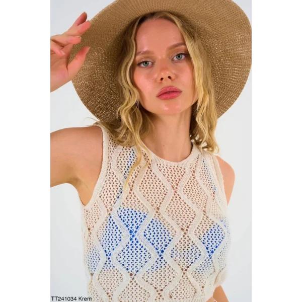 Crop Etek Takım  Krem