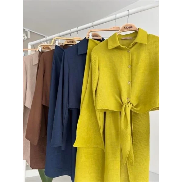 Crop Gömlekli Ve Eteği Büzgülü Tasarım Takım 10195