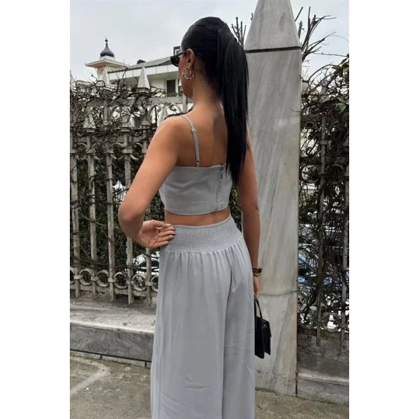 Crop Plazzo Pantolon Takım 10155-08