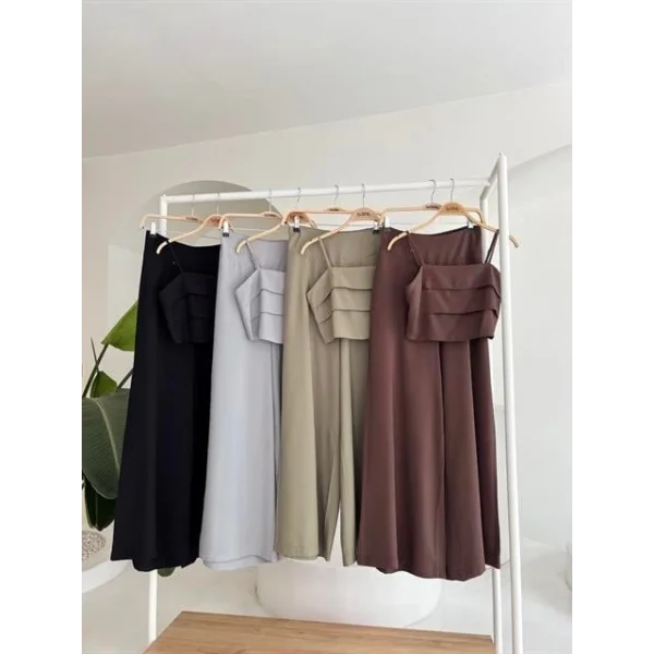 Crop Plazzo Pantolon Takım 10155-08