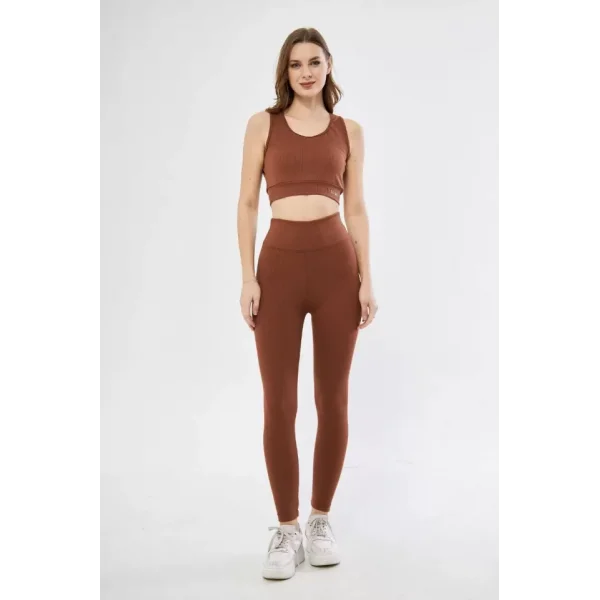 Crop Tayt İkili por Takımı  Kahve