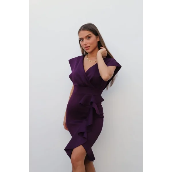 cuba Kumaş Önü Fırfırlı idi Boy Elbise