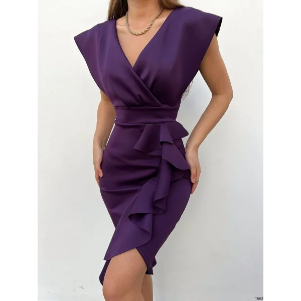 cuba Kumaş Önü Fırfırlı idi Boy Elbise