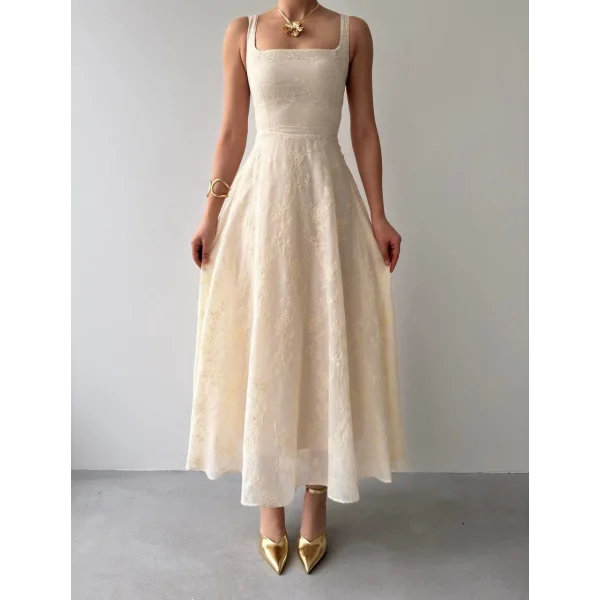 Cuper Çiçek Detaylı Elbise