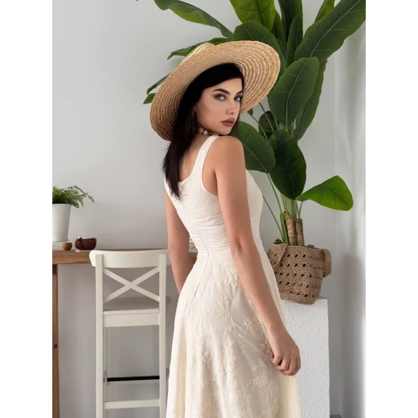 Cuper Çiçek Detaylı Elbise