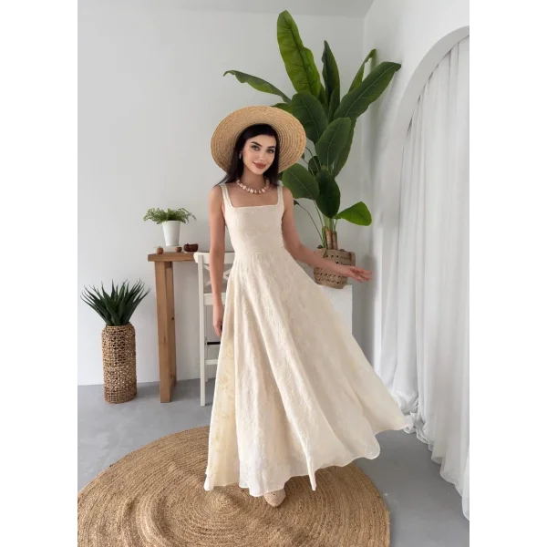 Cuper Çiçek Detaylı Elbise