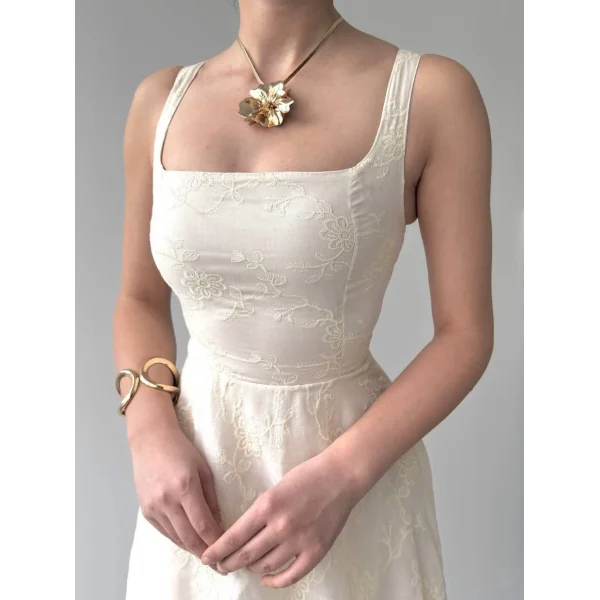 Cuper Çiçek Detaylı Elbise