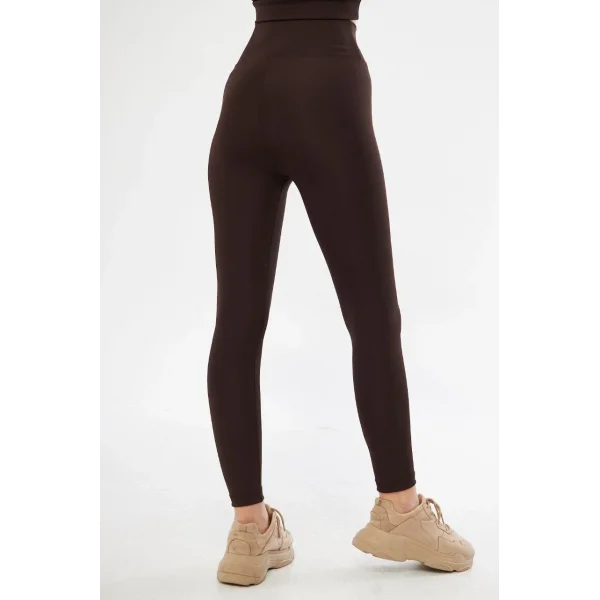 Dalgıç Yüksel Bel Baskılı Tayt - Bordo