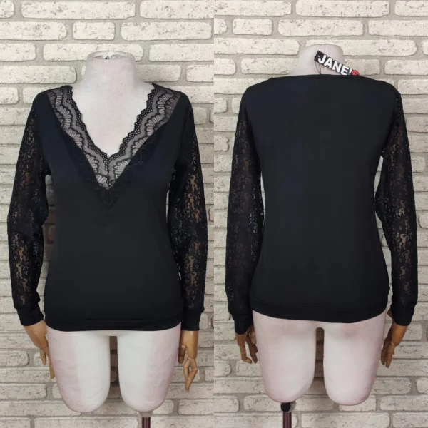 Dantel Detay Janes Sandy Kumaş Bluz