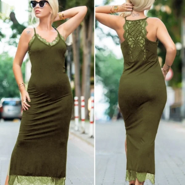 Dantel Detay Viskon Elbise