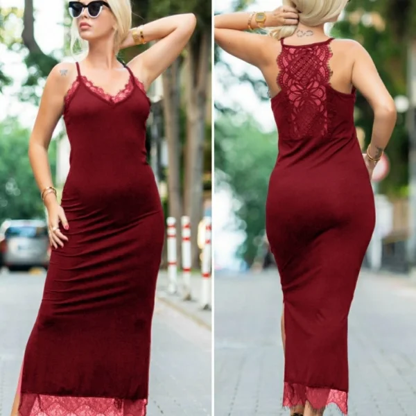 Dantel Detay Viskon Elbise