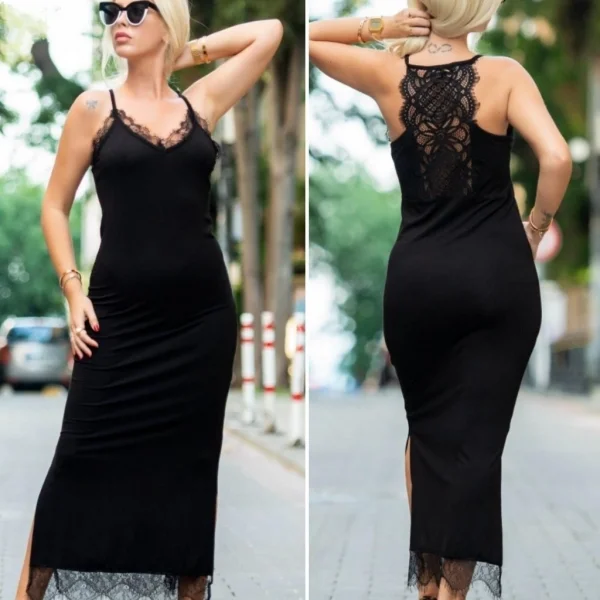 Dantel Detay Viskon Elbise