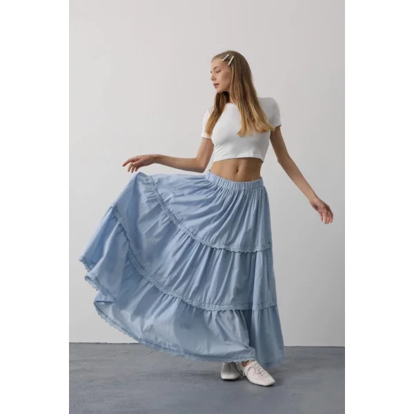 Dantel Detaylı Etek - Bebe Mavisi