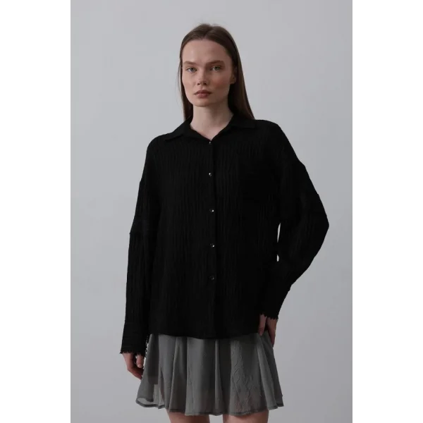 Dantel Detaylı Gömlek  iyah