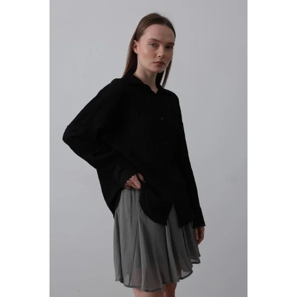 Dantel Detaylı Gömlek  iyah