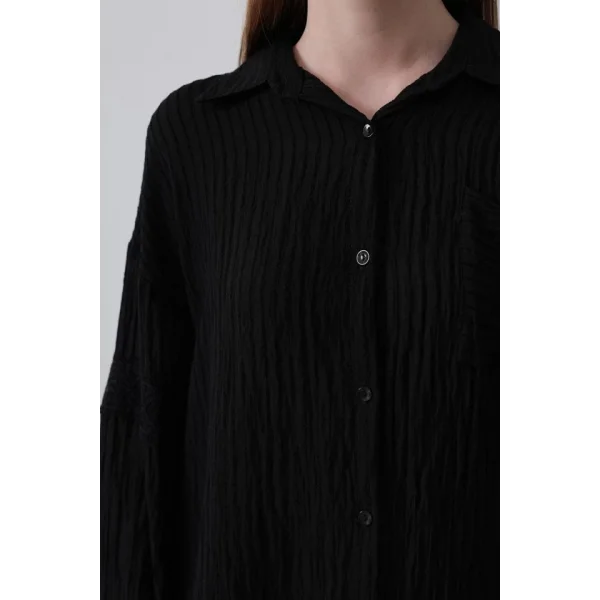 Dantel Detaylı Gömlek  iyah