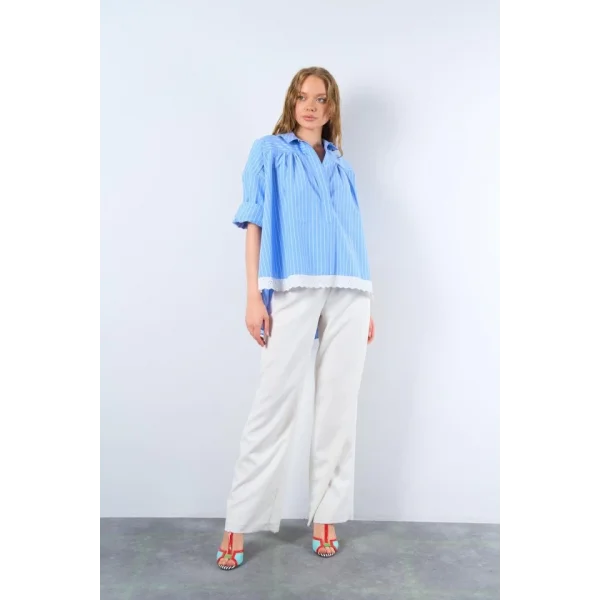 Dantelli Gömlek  MaviBeyaz