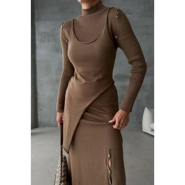 Dasha Düğme Detaylı Midi Takım  9475-23