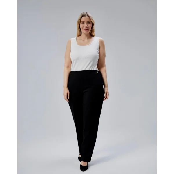 Dekorati̇f Düğmeli̇ Arka Bel Lasti̇kli̇ Büyük Beden Pantolon