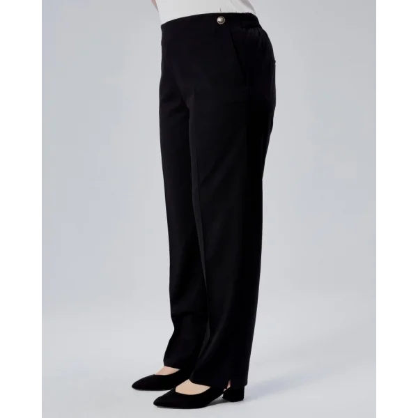 Dekorati̇f Düğmeli̇ Arka Bel Lasti̇kli̇ Büyük Beden Pantolon