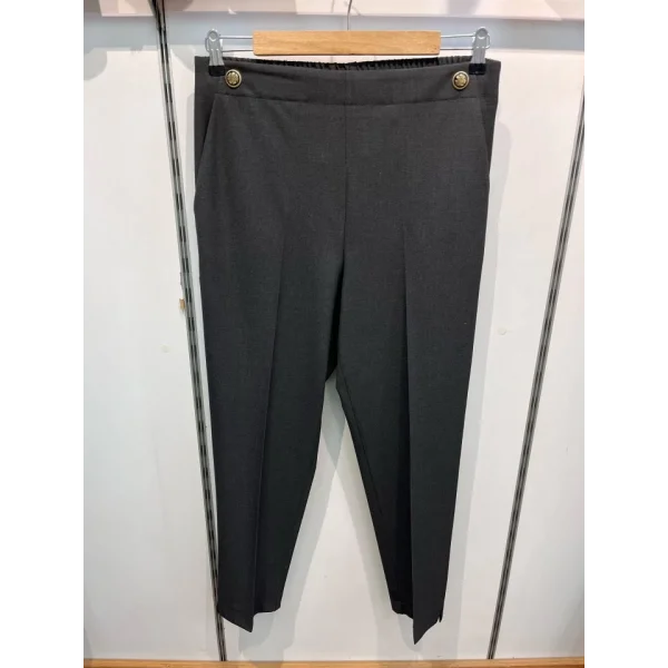 Dekorati̇f Düğmeli̇ Arka Bel Lasti̇kli̇ Pantolon