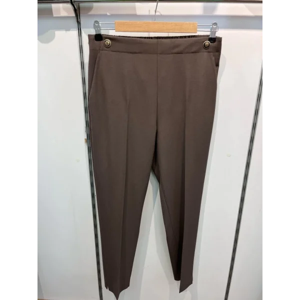 Dekorati̇f Düğmeli̇ Arka Bel Lasti̇kli̇ Pantolon