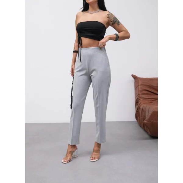 Dekorati̇f Düğmeli̇ Arka Bel Lasti̇kli̇ Pantolon