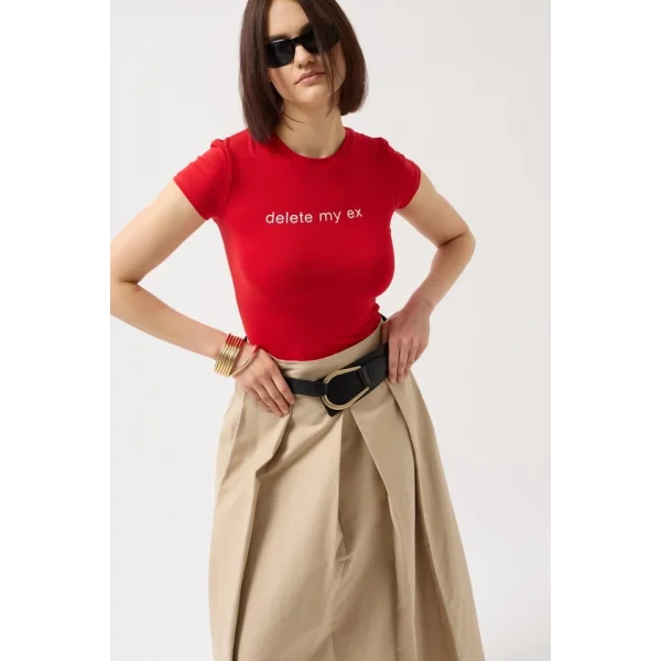 Delete My Ex Baskılı Likralı Crop T-Shirt