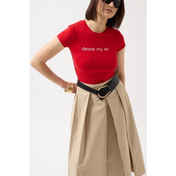 Delete My Ex Baskılı Likralı Crop T-Shirt