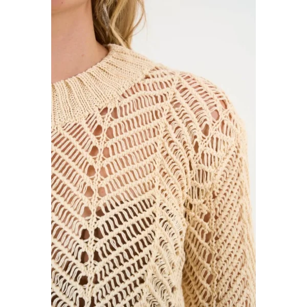 Delikli Triko Kazak  Ekru