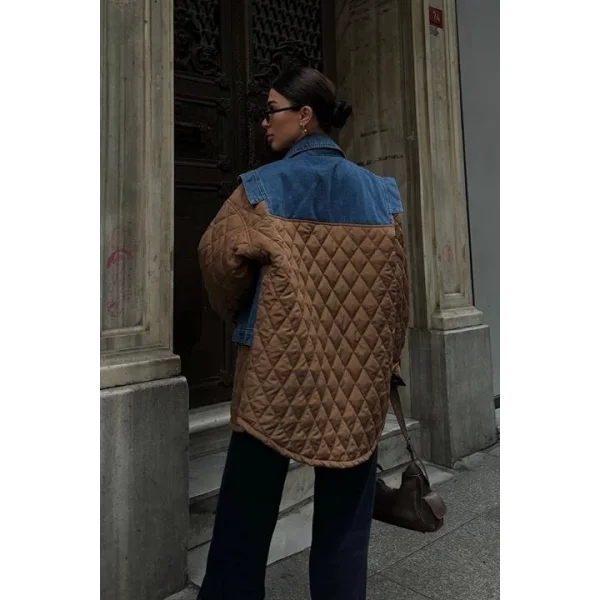 Denim Garnili Kapitone Ceket 7071