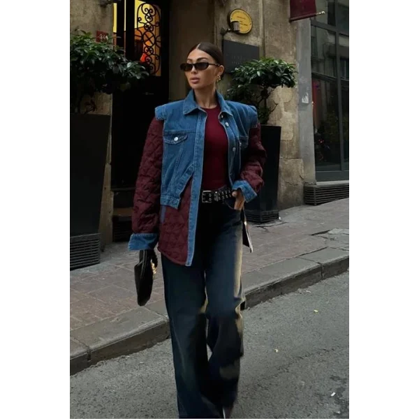 Denim Garnili Kapitone Ceket 7071