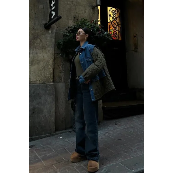 Denim Garnili Kapitone Ceket 7071