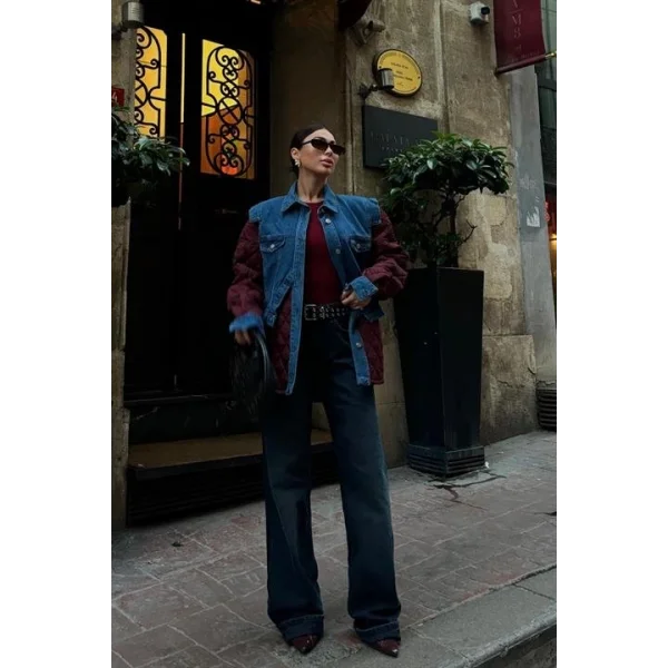 Denim Garnili Kapitone Ceket 7071