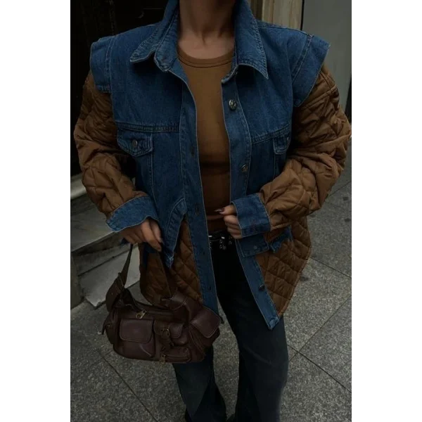 Denim Garnili Kapitone Ceket 7071